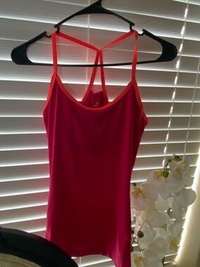 SOLD💥adidas Pink Tank with Neon Orange Trim